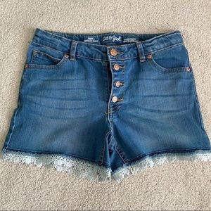 Girls Shorts Embroidered Trim
